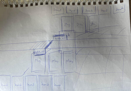 Fourth iteration; this is where someone finally told me you can't see the opponent's hand.